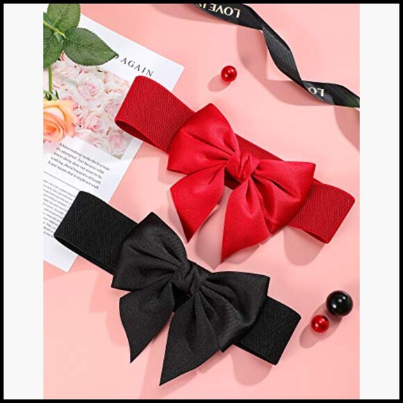 Vintage Bowknot Elastic Belt for Dresses Stretch Cinch Accessory main image 6